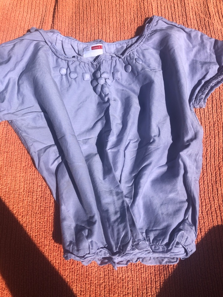 NameIt skjorte - lavendel/lilla, fine effekter, kort ærme, 128/7-8 