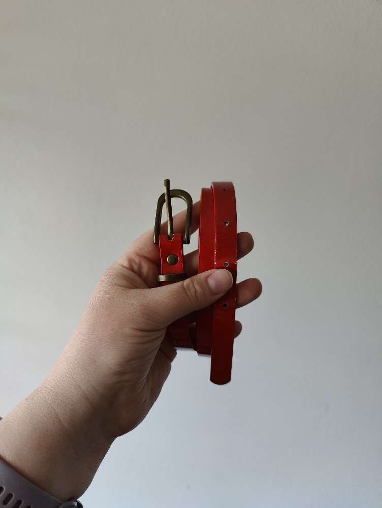 Punainen kiilto nahka vyö 75cm