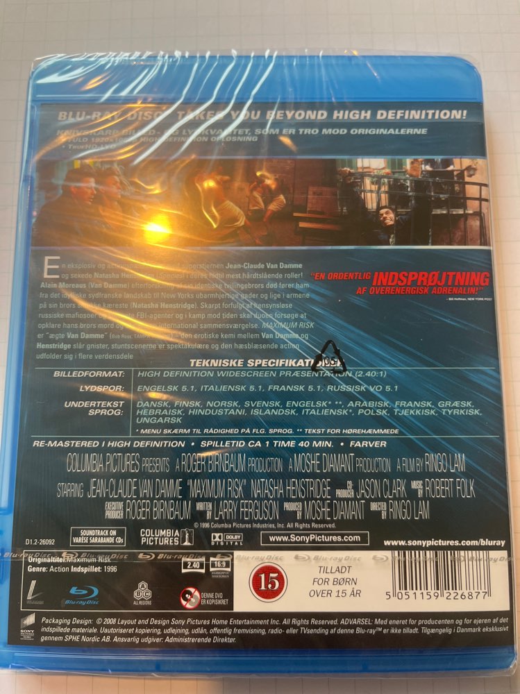 Maximum Risk/Blu-Ray/muoveissa