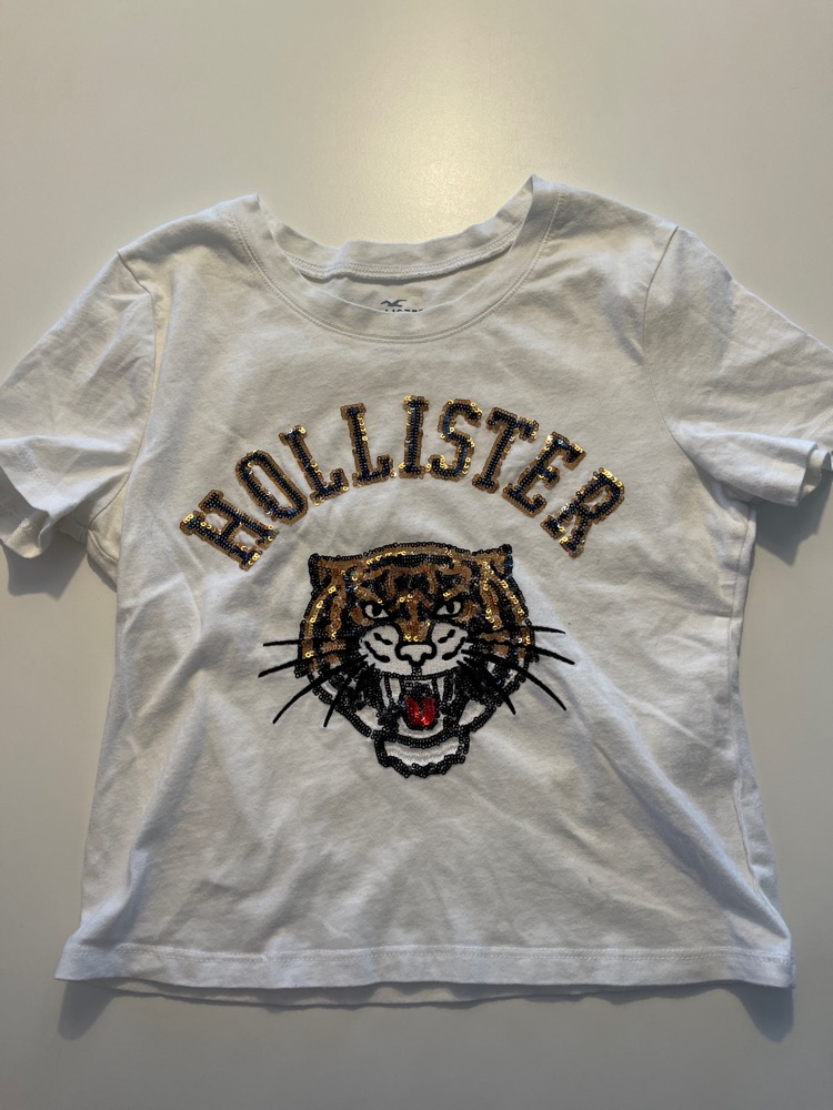 Hollister T-skjorte Hvit/paljetter XS